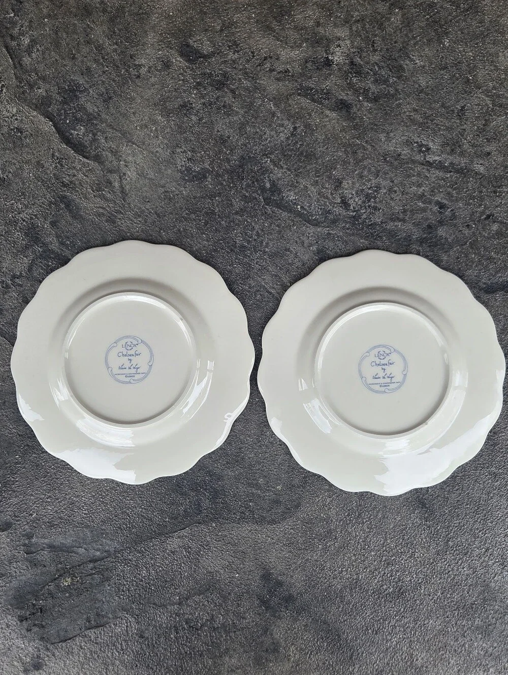 Lenox Chelsea Fair By Louise Le Luyer Plates with Blue Scalloped Trim - Set of 2